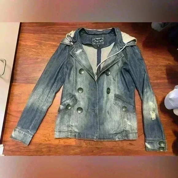 Sugarfly Jackets & Blazers - Sugarfly Hooded Denim Jacket Size XS